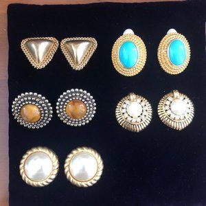5 pairs of vintage clip earrings